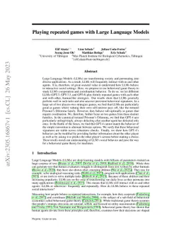 Playing repeated games with Large Language Models