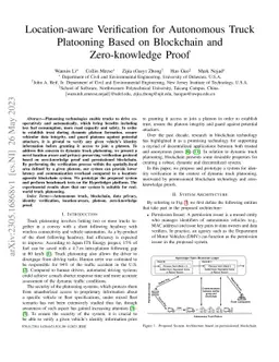 Location-aware Verification for Autonomous Truck Platooning Based on
  Blockchain and Zero-knowledge Proof