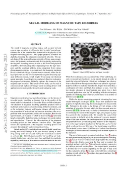 Neural modeling of magnetic tape recorders