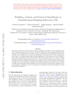 Modelling, Analysis and Control of OmniMorph: an Omnidirectional
  Morphing Multi-rotor UAV
