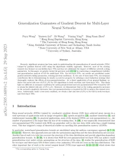 Generalization Guarantees of Gradient Descent for Multi-Layer Neural
  Networks
