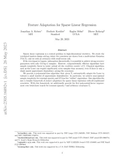 Feature Adaptation for Sparse Linear Regression