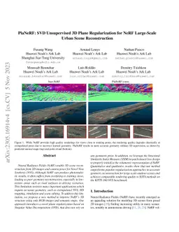 PlaNeRF: SVD Unsupervised 3D Plane Regularization for NeRF Large-Scale
  Scene Reconstruction