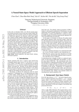 A Neural State-Space Model Approach to Efficient Speech Separation