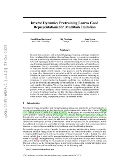 Inverse Dynamics Pretraining Learns Good Representations for Multitask
  Imitation