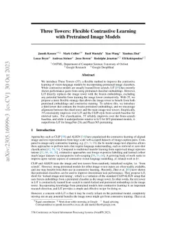 Three Towers: Flexible Contrastive Learning with Pretrained Image Models