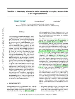 DistriBlock: Identifying adversarial audio samples by leveraging
  characteristics of the output distribution