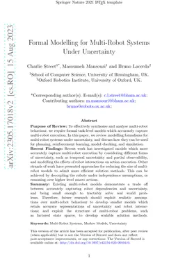 Formal Modelling for Multi-Robot Systems Under Uncertainty