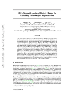 SOC: Semantic-Assisted Object Cluster for Referring Video Object
  Segmentation