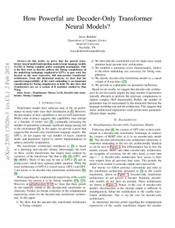 How Powerful are Decoder-Only Transformer Neural Models?