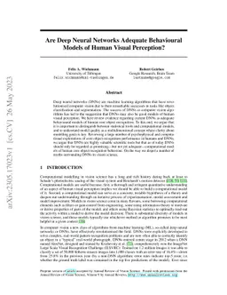 Are Deep Neural Networks Adequate Behavioural Models of Human Visual
  Perception?
