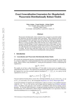 Exact Generalization Guarantees for (Regularized) Wasserstein
  Distributionally Robust Models