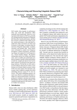 Characterizing and Measuring Linguistic Dataset Drift