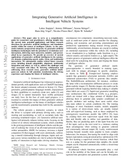 Integrating Generative Artificial Intelligence in Intelligent Vehicle
  Systems