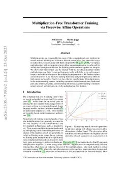 Multiplication-Free Transformer Training via Piecewise Affine Operations