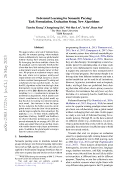 Federated Learning for Semantic Parsing: Task Formulation, Evaluation
  Setup, New Algorithms