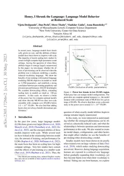 Honey, I Shrunk the Language: Language Model Behavior at Reduced Scale