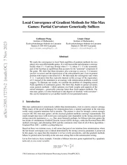 Local Convergence of Gradient Methods for Min-Max Games: Partial
  Curvature Generically Suffices