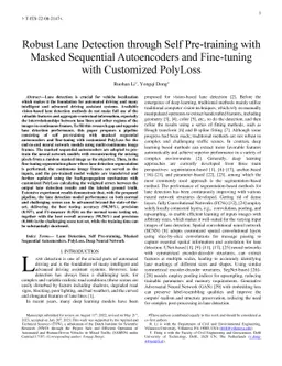 Robust Lane Detection through Self Pre-training with Masked Sequential
  Autoencoders and Fine-tuning with Customized PolyLoss