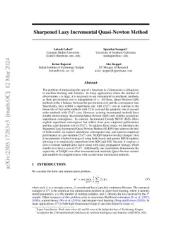 Sharpened Lazy Incremental Quasi-Newton Method