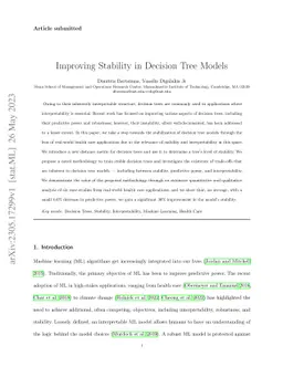 Improving Stability in Decision Tree Models