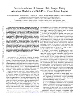 Super-Resolution of License Plate Images Using Attention Modules and
  Sub-Pixel Convolution Layers