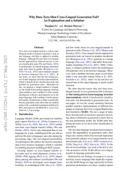 Why Does Zero-Shot Cross-Lingual Generation Fail? An Explanation and a
  Solution