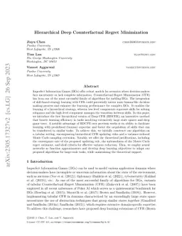 Hierarchical Deep Counterfactual Regret Minimization