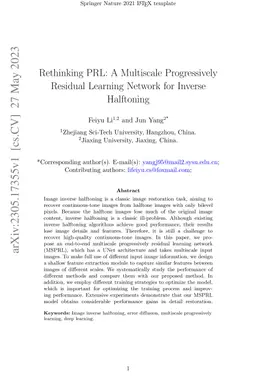 Rethinking PRL: A Multiscale Progressively Residual Learning Network for
  Inverse Halftoning