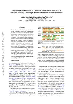 Improving Generalization in Language Model-Based Text-to-SQL Semantic
  Parsing: Two Simple Semantic Boundary-Based Techniques