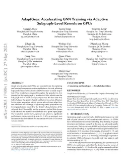 AdaptGear: Accelerating GNN Training via Adaptive Subgraph-Level Kernels
  on GPUs