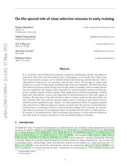 On the special role of class-selective neurons in early training