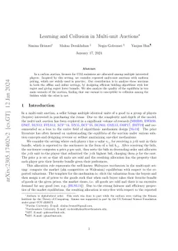 Learning and Collusion in Multi-unit Auctions