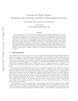 Choosing the Right Weights: Balancing Value, Strategy, and Noise in
  Recommender Systems