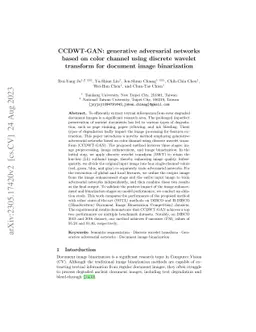 CCDWT-GAN: Generative Adversarial Networks Based on Color Channel Using
  Discrete Wavelet Transform for Document Image Binarization