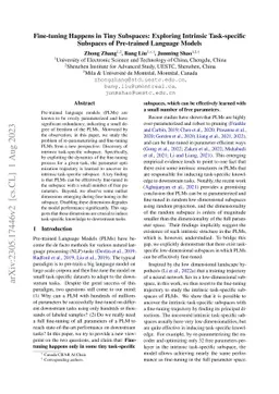 Fine-tuning Happens in Tiny Subspaces: Exploring Intrinsic Task-specific
  Subspaces of Pre-trained Language Models
