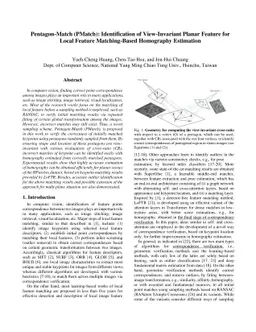 Pentagon-Match (PMatch): Identification of View-Invariant Planar Feature
  for Local Feature Matching-Based Homography Estimation