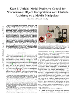 Keep it Upright: Model Predictive Control for Nonprehensile Object
  Transportation with Obstacle Avoidance on a Mobile Manipulator