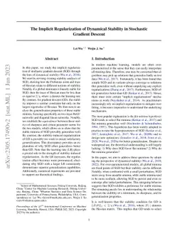 The Implicit Regularization of Dynamical Stability in Stochastic
  Gradient Descent