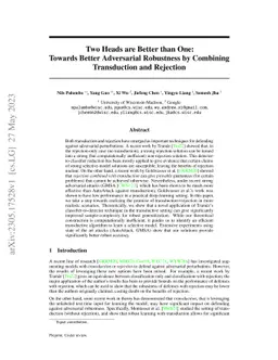 Two Heads are Actually Better than One: Towards Better Adversarial Robustness via Transduction and Rejection