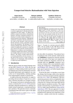 Unsupervised Selective Rationalization with Noise Injection