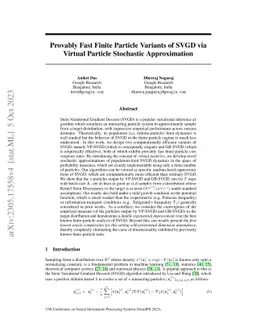 Provably Fast Finite Particle Variants of SVGD via Virtual Particle
  Stochastic Approximation