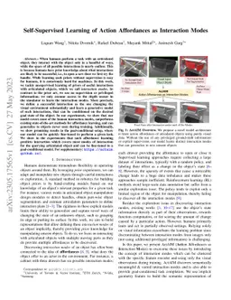 Self-Supervised Learning of Action Affordances as Interaction Modes