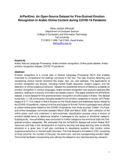 ArPanEmo: An Open-Source Dataset for Fine-Grained Emotion Recognition in
  Arabic Online Content during COVID-19 Pandemic