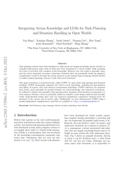 Integrating Action Knowledge and LLMs for Task Planning and Situation
  Handling in Open Worlds