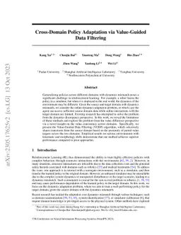 Cross-Domain Policy Adaptation via Value-Guided Data Filtering