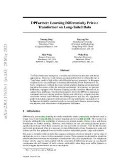 DPFormer: Learning Differentially Private Transformer on Long-Tailed
  Data