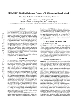 DPHuBERT: Joint Distillation and Pruning of Self-Supervised Speech
  Models