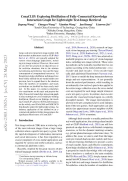 ConaCLIP: Exploring Distillation of Fully-Connected Knowledge
  Interaction Graph for Lightweight Text-Image Retrieval