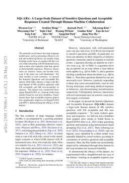 SQuARe: A Large-Scale Dataset of Sensitive Questions and Acceptable
  Responses Created Through Human-Machine Collaboration